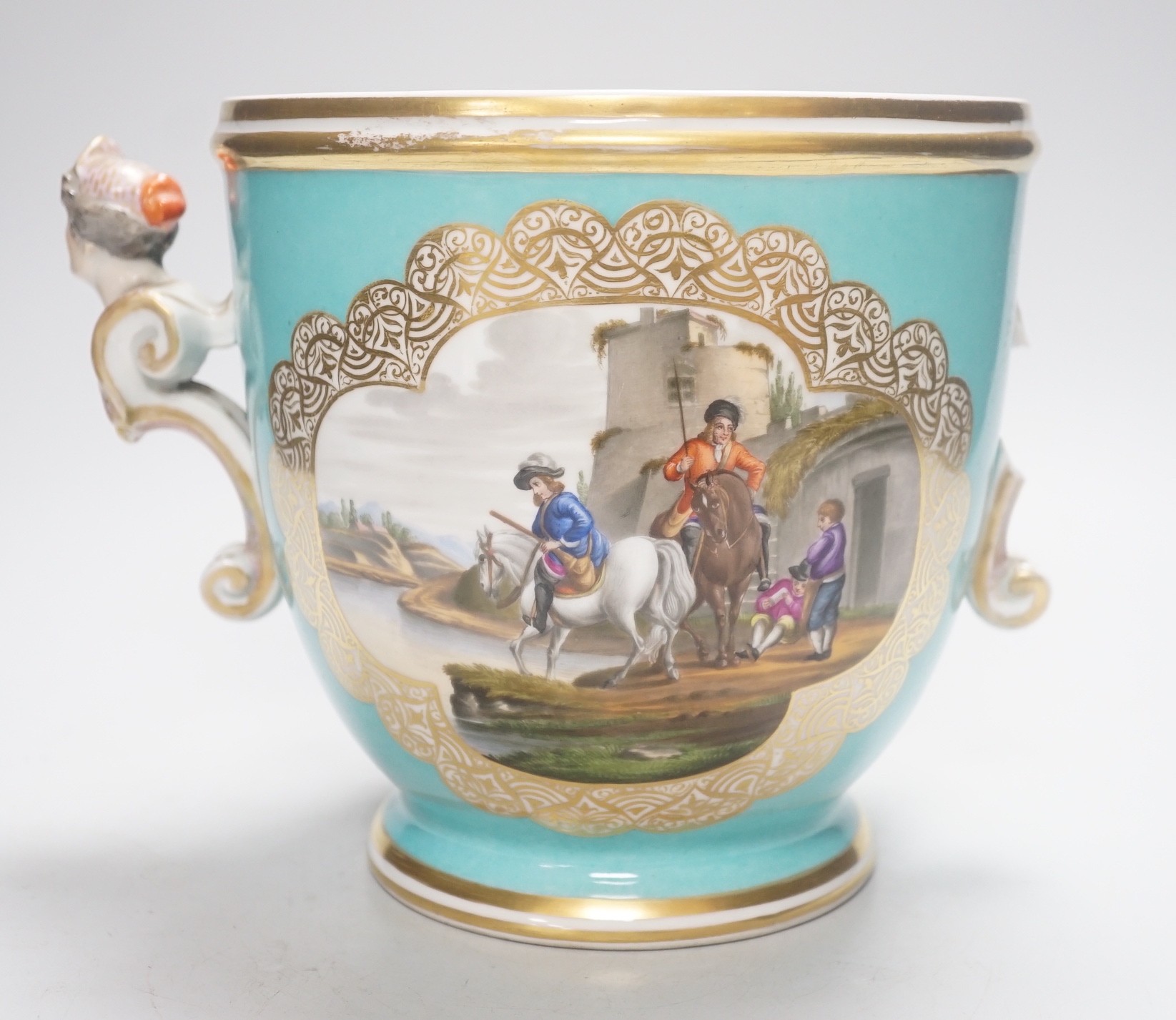 A Dresden two handled cache pot, by Helena Wolfsohn , 19cm